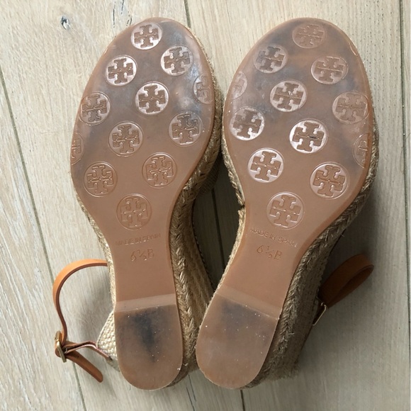 Tory Burch Macy Wedge Platform Espadrille Linen Beige Sandals Women’s Size 6.5 - Picture 9 of 9